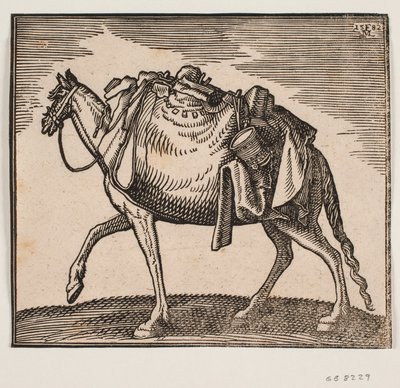 Cheval lourdement chargé - Melchior Lorck
