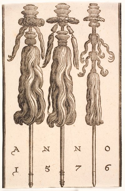 Trois queues de bœuf montées en étendards - Melchior Lorck