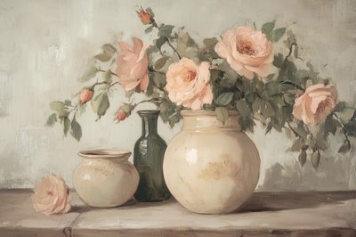 Nature morte aux roses couleur pêche - Melloi Art Prints