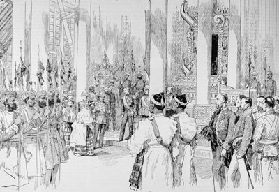 Lord Dufferin tenant une réception dans la Grande Salle du Trône du Palais de Mandalay, extrait de 