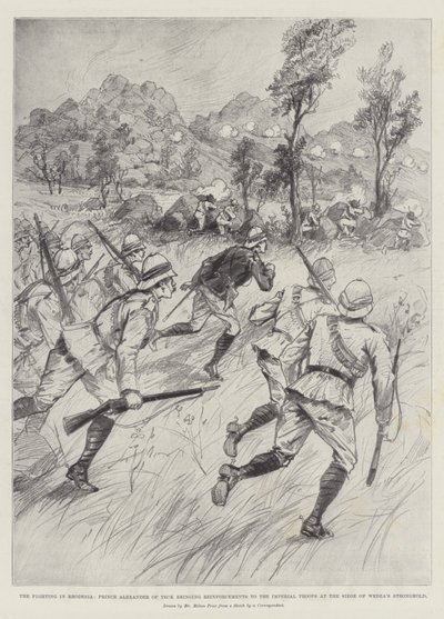 Les combats en Rhodésie, le prince Alexandre de Teck apportant des renforts aux troupes impériales lors du siège de la forteresse de Wedza - Melton Prior