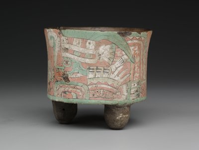 Vase tripode cylindrique avec deux figures à lunettes, vers 400-650 apr. J.-C. - Mesoamerican Mesoamerican