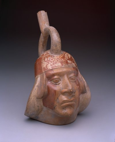 Vase à bec étrier : Tête de portrait, 200-500 après J.-C. - Mesoamerican Mesoamerican
