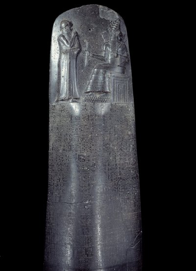 Mésopotamie : stèle en diorite du Code de Lois de Hammurabi - Mesopotamian
