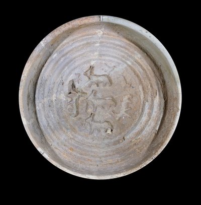 Mésopotamie : coupe en terre cuite avec ibex. Vers 1800 av. J.-C. Des plats royaux du palais du roi Zimrilim à Mari - Mesopotamian