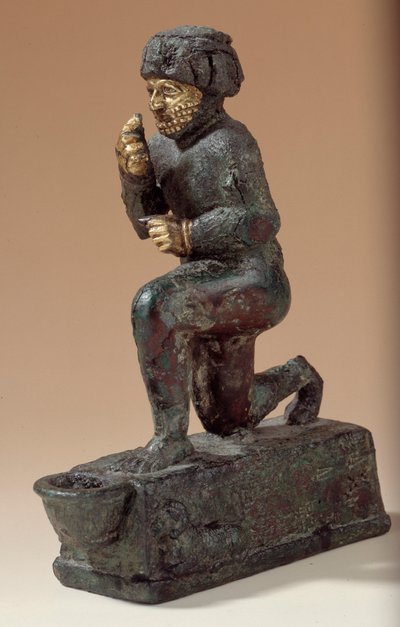 Mésopotamie : Statuette en argent, bronze et or d