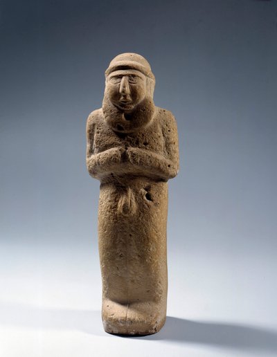 Mésopotamie : statue en calcaire du roi prêtre nu. Période d