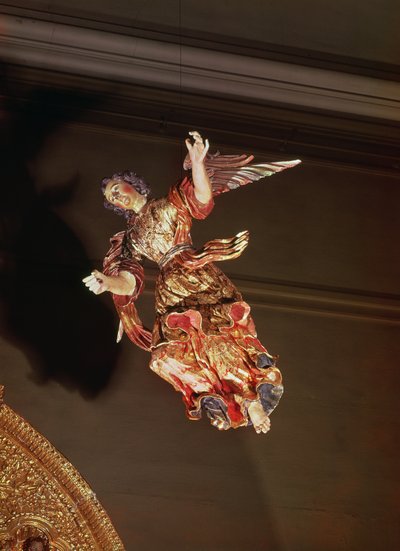 Un ange au-dessus du retable de la chapelle Saint-Joseph (bois peint) - Mexican School