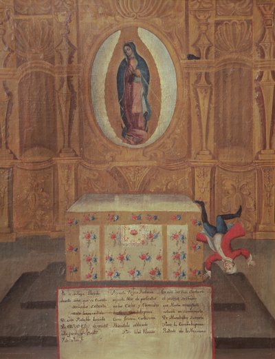 Ex-voto dédié à la Vierge de Guadalupe - Mexican School