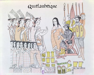 La Malinche agissant comme interprète lors de la présentation de femmes et d