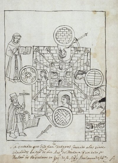 La conquête espagnole, de Historia de Tlaxcala par Diego Muñoz Camargo - Mexican School