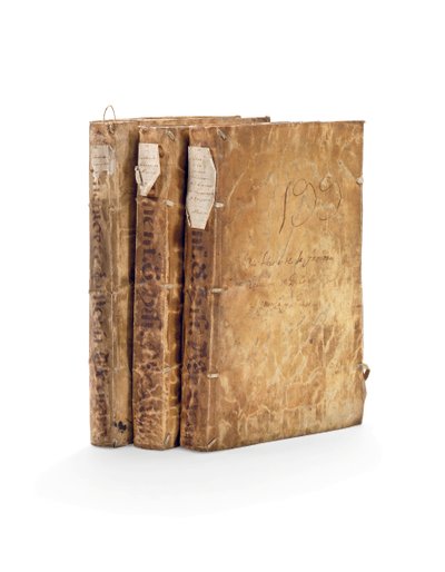 Le Codex Chimalpahin et œuvres historiques de Fernando de Alva Ixtilxochitl en espagnol et nahuatl, manuscrits sur papier en 3 volumes - Mexican School