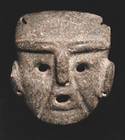 Masque, 300-100 av. J.-C. (pierre verte) - Mezcala Mezcala