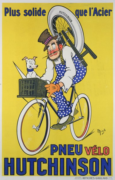 Affiche publicitaire pour les pneus de bicyclette Hutchinson - Mich