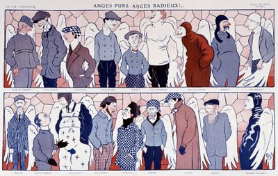 Charges des aviateurs célèbres en anges (galerie de portraits) - dans "La Vie Parisienne" 11/12/1909 - Mich
