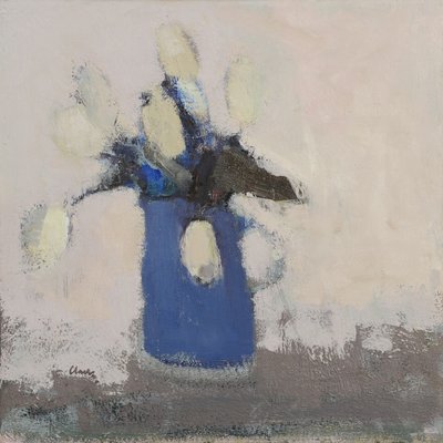 Tulipes blanches, pichet bleu, 2017 - Michael (BACS) Clark