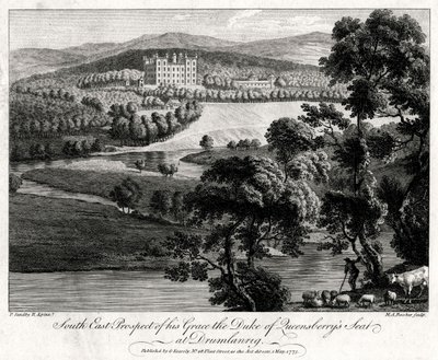 Vue du sud-est de la résidence de son Excellence le duc de Queensberry à Drumlanrig, Écosse, 1775 - Michael Angelo Rooker