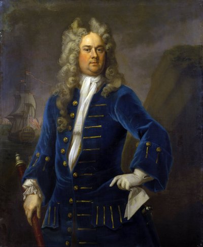 Portrait du capitaine Robert Harland (ca. 1680-1751), tenant une longue-vue dans sa main - Michael Dahl