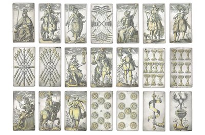 (détail) Ensemble extrêmement rare de 52 cartes à jouer gravées dans les quatre enseignes italiennes, Augsbourg - Michael Froemmer