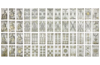 Ensemble extrêmement rare de 52 cartes à jouer gravées dans les quatre enseignes italiennes, Augsbourg - Michael Froemmer