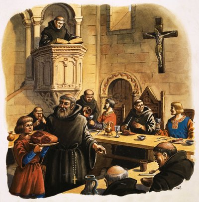 Novices servant les repas au réfectoire - Michael Godfrey