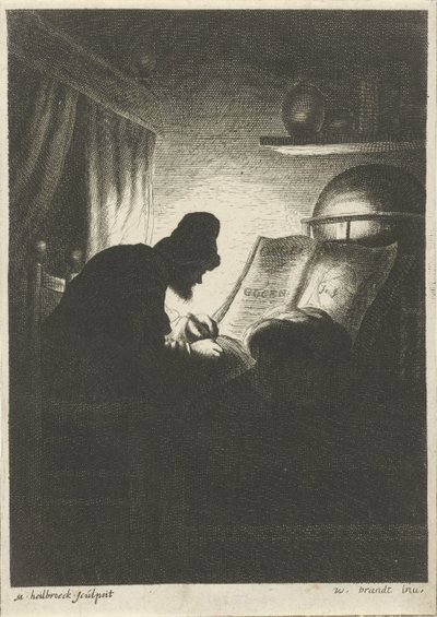 Homme écrivant à la lumière d