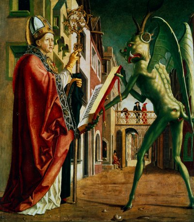 Le diable présentant à Saint Augustin le livre des vices, vers 1455-1498 - Michael Pacher