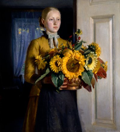 Fille avec des tournesols - Michael Peter Ancher