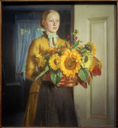 Fille avec des tournesols - Michael Peter Ancher