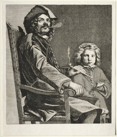 Homme fumant une pipe et petit garçon - Michael Sweerts
