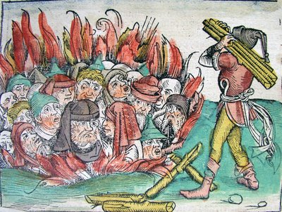 Brûlage des Juifs à Deggendorf en 1338 du Schedels Chronicle of the World, 1493 - Michael Wolgemut