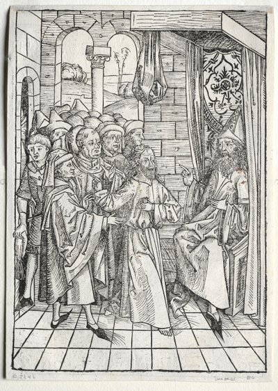 Der Schatzbehalter : Christ devant Caïphe verso, 1491 - Michael Wolgemut