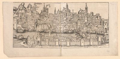 Chronique de Nuremberg : Vue topographique de Bâle, Suisse - Michael Wolgemut