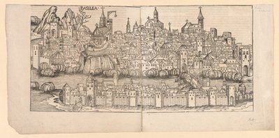 Chronique de Nuremberg : Vue topographique de Bâle, Suisse, 1493 - Michael Wolgemut