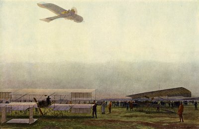 Pilotes militaires allemands avec leur avion (lithographie en couleur) - Michael Zeno Diemer