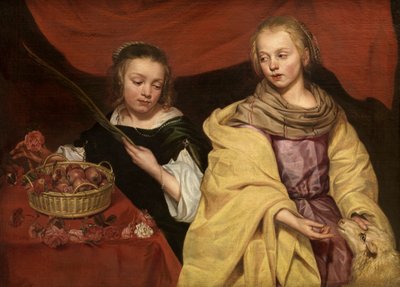 Deux filles en Sainte Agnès et Sainte Dorothée - Michaelina Wautier