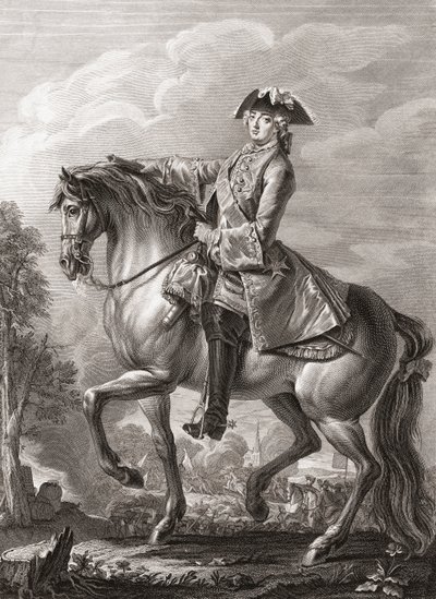 Le roi Louis XV de France, portrait équestre - Michel Aubert