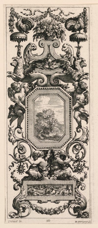 Panneau ornemental surmonté d
