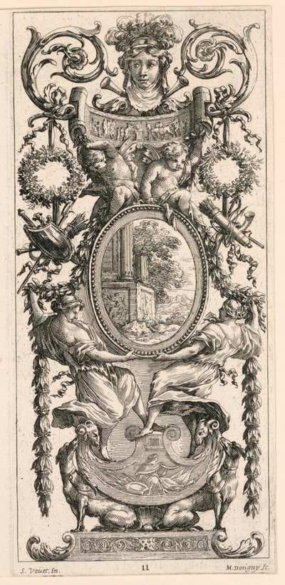 Panneau ornemental surmonté d