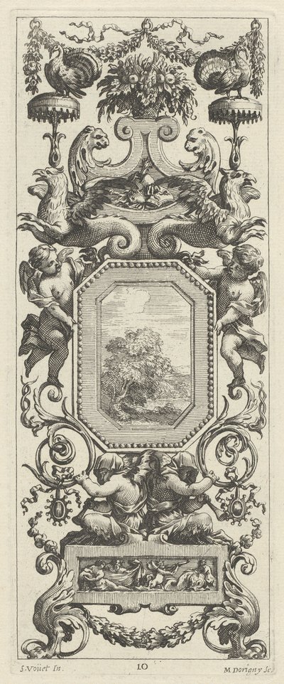 Panneau ornemental surmonté d