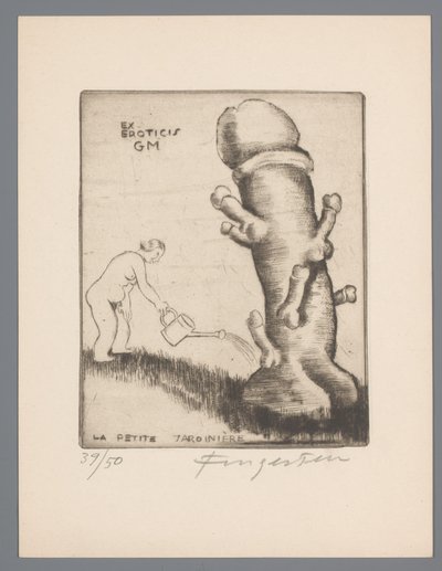 Ex libris de Gianni Mantero (La petite jardinière) - Michel Fingesten (signed by artist)