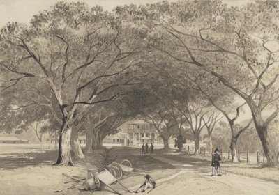 Avenue et entrée de la caserne St. James - Michel Jean Cazabon