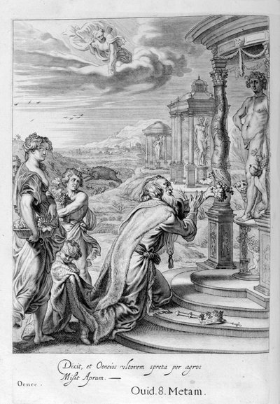 Œnée, roi de Calydon, ayant négligé Diane dans un sacrifice est puni pour son impiété, 1655 - Michel de Marolles