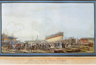 Le lancement du navire Le Caton dans le port de Toulon en présence du comte de Provence en juillet 1777 - Michel de Toulon