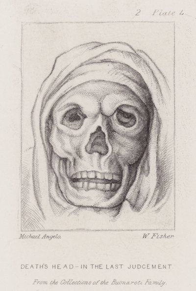 Tête de mort, dans le Jugement dernier - Michelangelo (after) Buonarroti