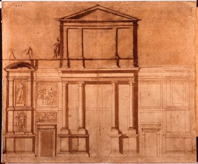 Dessin de la façade de San Lorenzo - Michelangelo (after) Buonarroti