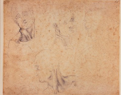 Quatre études de têtes masculines - Michelangelo (after) Buonarroti
