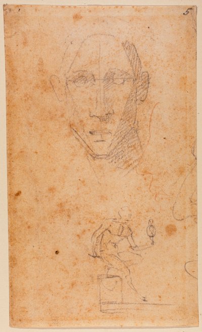 Étude de tête et croquis de Diomède avec Palladius - Michelangelo (after) Buonarroti