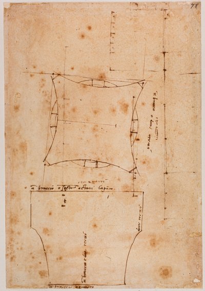 Pianta e alzata di capitello, XVI secolo - Michelangelo (after) Buonarroti