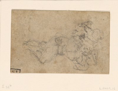 Michel-Ange - David et Goliath. Verso Études architecturales lignées, vers 1550-1556, I, 32b - Michelangelo